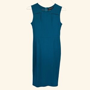 Rephyllis Sheath Dress Teal Blue Pleated Sz Medium NWT Polyester Spandex Comfort